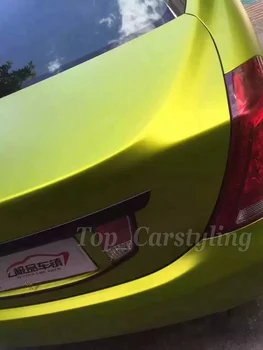 

Premium quality Matte satin chrome fluorescent metallic vinyl wrap film Bubble Free for car covers size:1.52x20m/roll