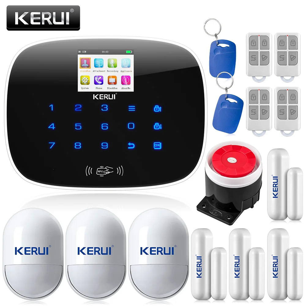 

KERUI G19 TFT Large Screen Display GSM Wireless Home Security Alarm System with RFID Tags Intelligent Switch Control