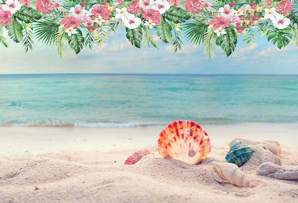 Tropical Sea Beach Starfish Shell Sand Flower Pattern Moana Party Photo  Backgrounds Photography Backdrops For Studio W-1868 - Backgrounds -  AliExpress