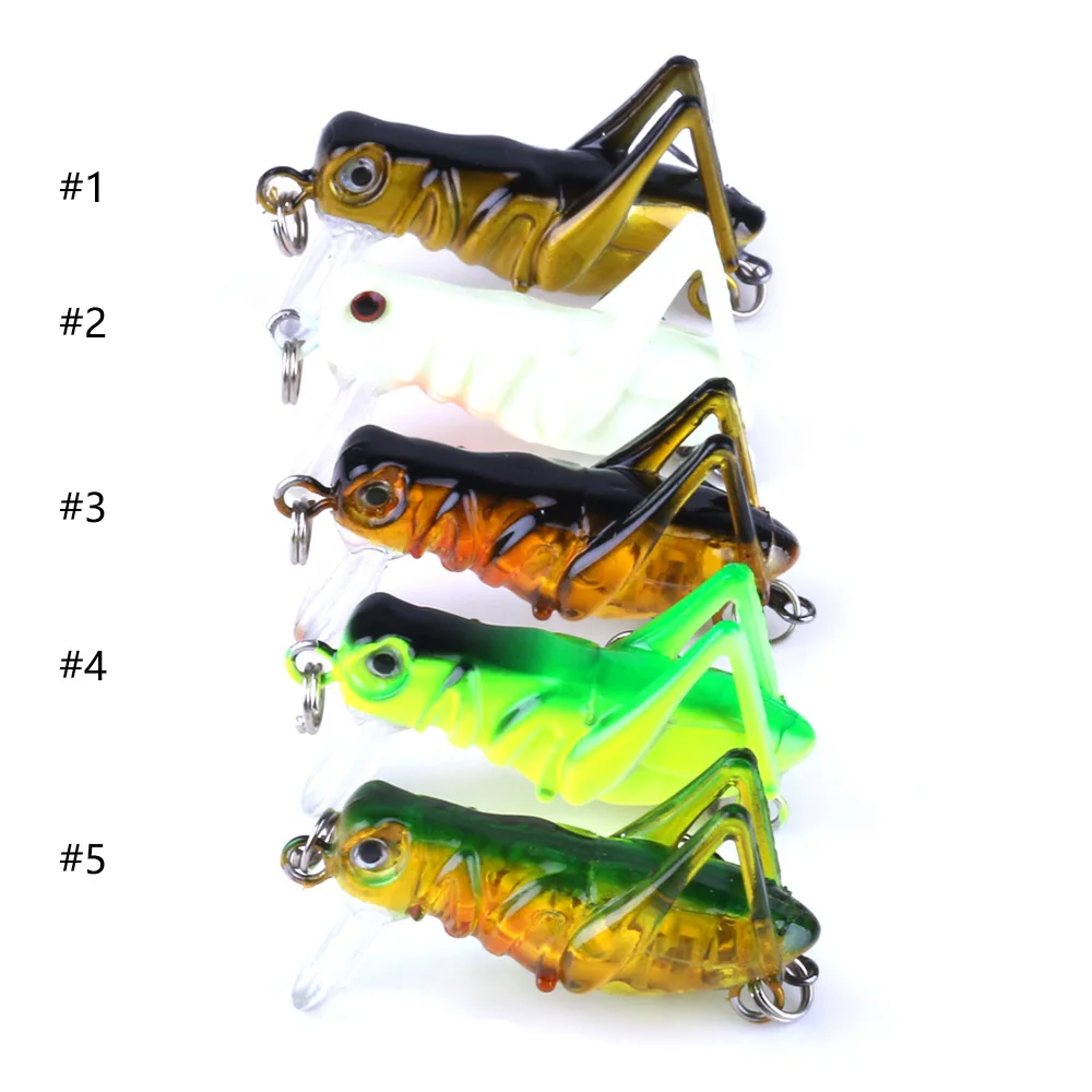5 шт./лот летать Рыбалка жесткая приманка сверчок насекомое приманки 3D Глаза Воблера мини-световой саранчи блесен