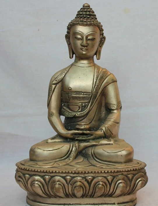 

13" Tibet Tibetan Buddhism Silver Shakyamuni Amitabha Buddha statue Sakyamuni T