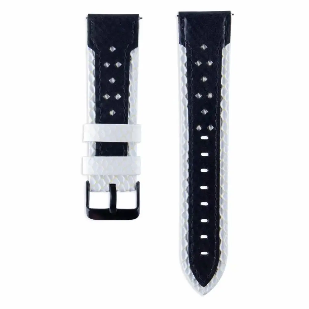 22 мм браслет для Xiaom Amazfit Gtr Pace Stratos 2 кожаный ремешок для часов huawei Watch GT 2 Pro Honor Magic Dream Correa - Цвет: White black