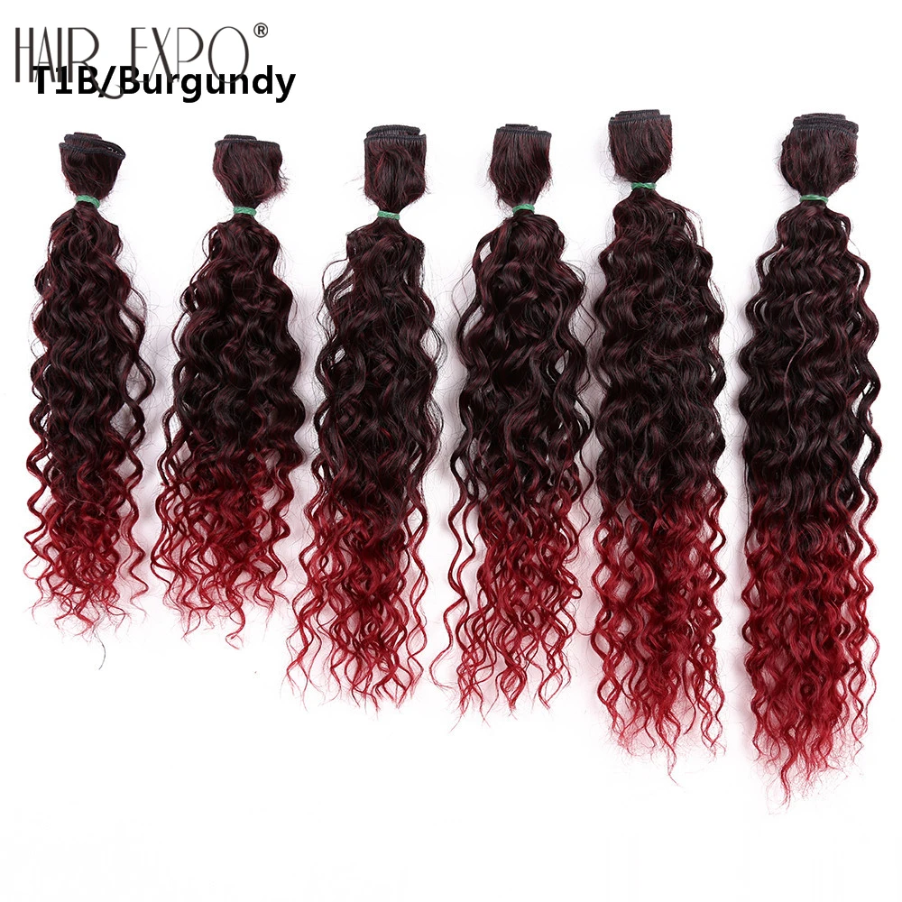 14-18inch Jerry Curl Weave Synthetic Hair Weave Bundles Ombre Purple Bug Sew in Hair Extensions 6pcs/pack Hair Expo City