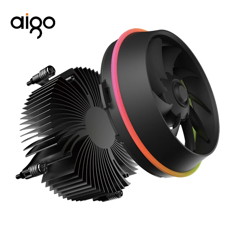 Aigo Shadow CPU RGB Cooler 100 мм 4Pin светодиодный вентилятор Радиатор PC радиатор охлаждающий