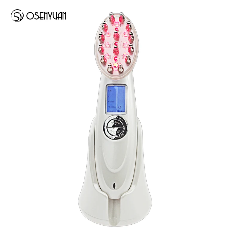 Stock!Anti Hair Loss Comb RF EMS Nurse LED Photon Laser Stimulate Hair Regrowth Brush Head Scalp Repair Hair Massager
