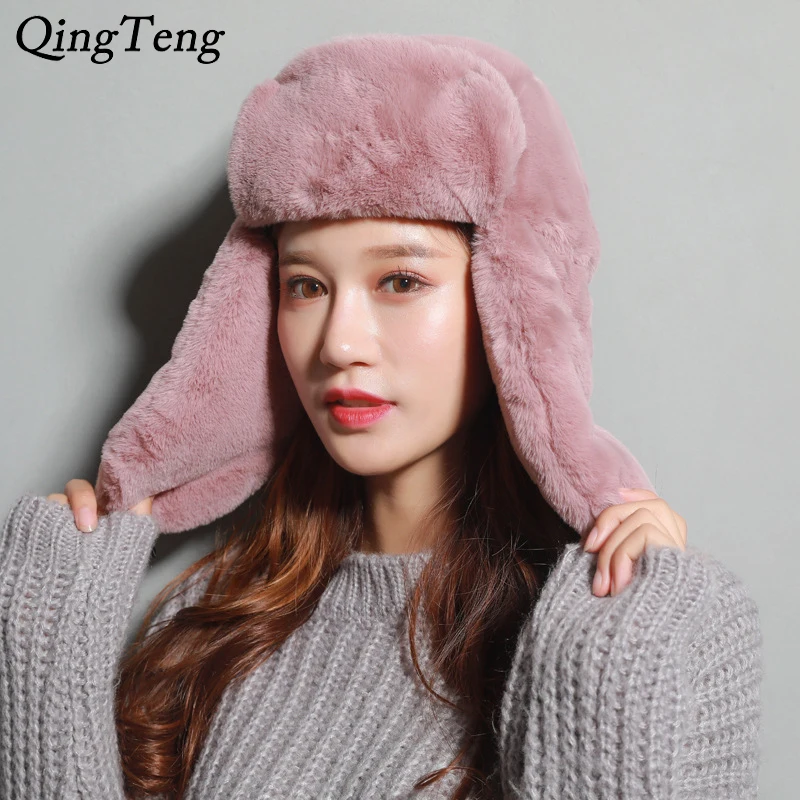 

Winter Women Bomber Hats Men Velvet Warm Thickened Ear Flaps Winter Hats For Women Russian Bomber Hat Earflap Caps New 2018