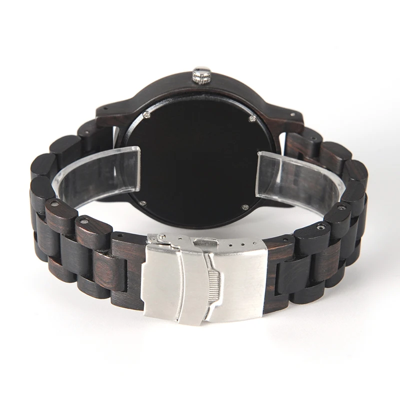 BOBO BIRD N07 Handmade Unique Wood Quartz Men Watch With Ebony Wood band Lightweight For Men Dress Watches With Gift Box