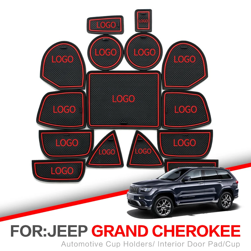 

Gate slot pad For Jeep Grand Cherokee WK2 2011-2018 Anti-Slip Rubber Mat Cup Cushion Door Groove Mats Red White