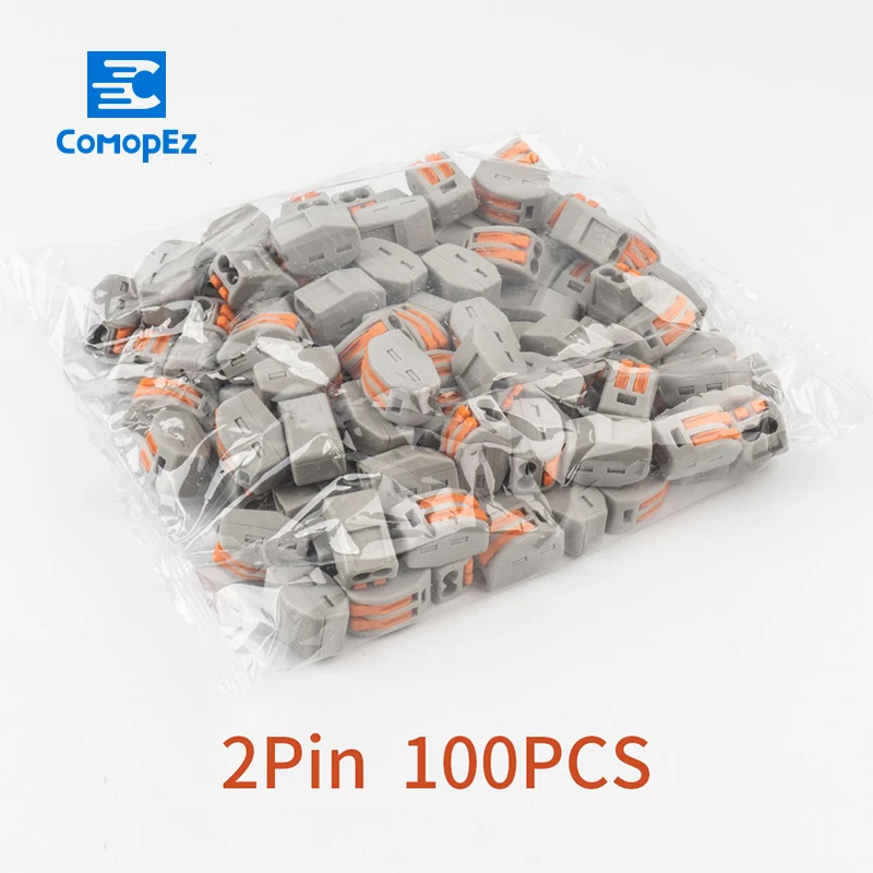 100 шт 2pin мини провода разъемы Универсальный Компактный соединитель проводки push in