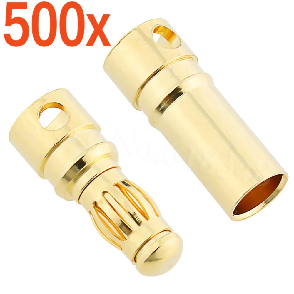 Wholesale 500Sets 3 5mm Gold Bullet Banana Connectors Female Male RC Models ESC Battery Pack Device