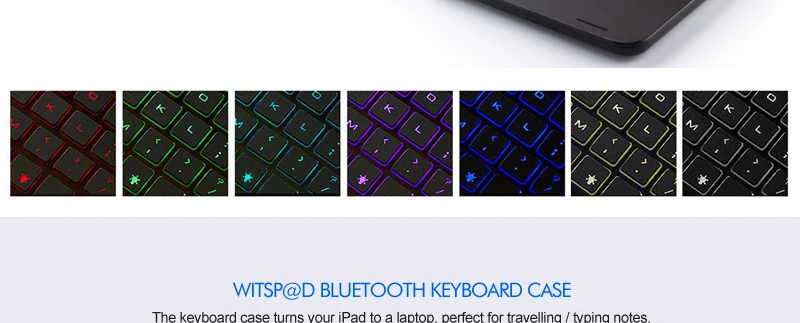 [Новое] Bluetooth клавиатура чехол для Apple iPad Pro 11,", 360 вращение и 7-Цвет с подсветкой, на застежке, чехол, жесткий Беспроводной клавиатура