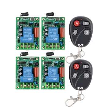 

220V 30A Wireless Light Switch Remote Control System Light/Lamp LED Water Pump Electrical Machine 4Pcs Receiver+ 4 Button Remote