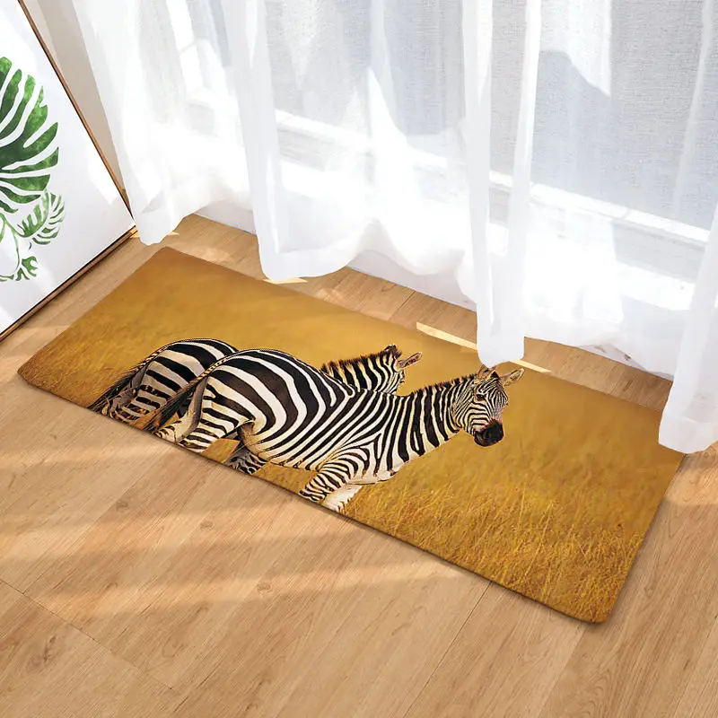 Современные Противоскользящие коврики для кухни 40*120 см, фланелевый Придверный коврик с 3D изображением лошадей, коврики для гостиной - Цвет: No-7