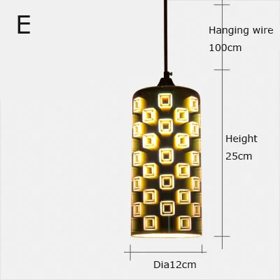 Подвесной светильник из 3D стекла для фейерверков, хромированный абажур, светодиодный светильник из стекла E27, подвесной светильник для магазина, окон, ресторана, магазина, украшения - Цвет корпуса: E