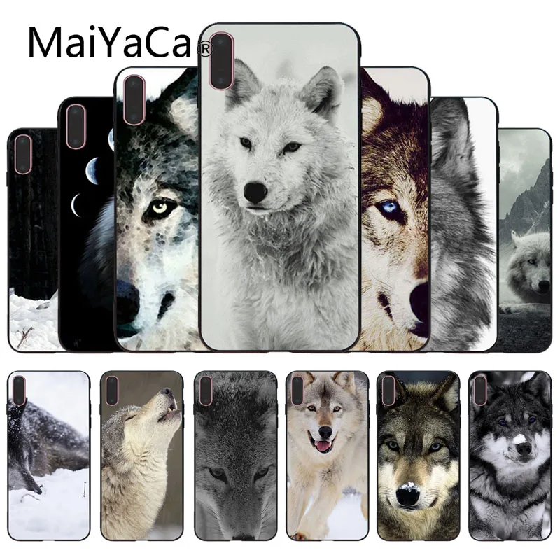 

MaiYaCa For iphone 7 6 X Case Black White Wolf on Snow Coque Phone Case For iphone 7 6 X 6s 8 plus 5 5s 5C SE Case