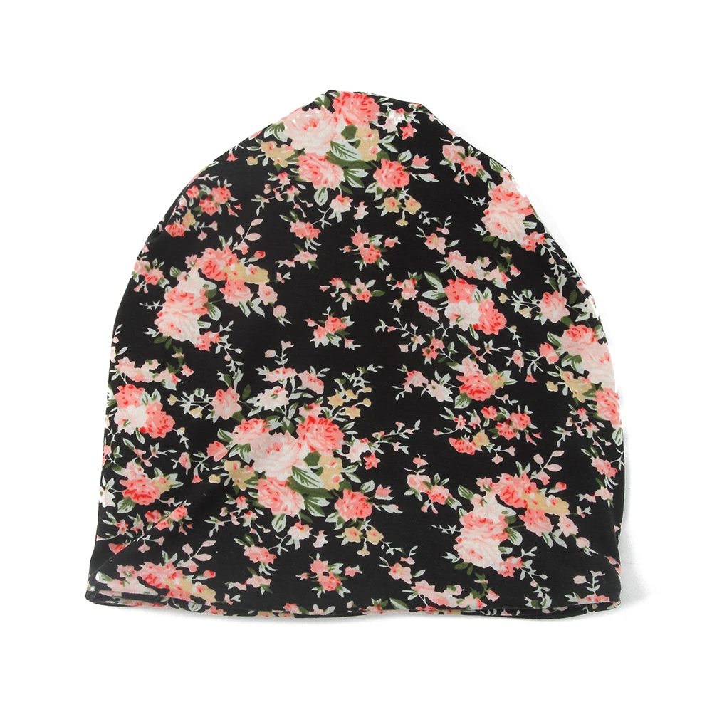 

FOXMOTHER New Jersey Multifunction Neck Warmer Floral Beanies Hats Ponytail Beanies Caps Chemo Touca Bonnet Gorros Women Girl