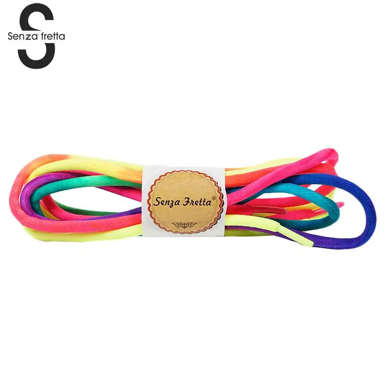 

Senza Fretta 1pair 120cm Unisex Colorful Round Shoelaces Laces Gradient Rainbow Print Shoelaces Shoe Laces Rubber Shoelaces