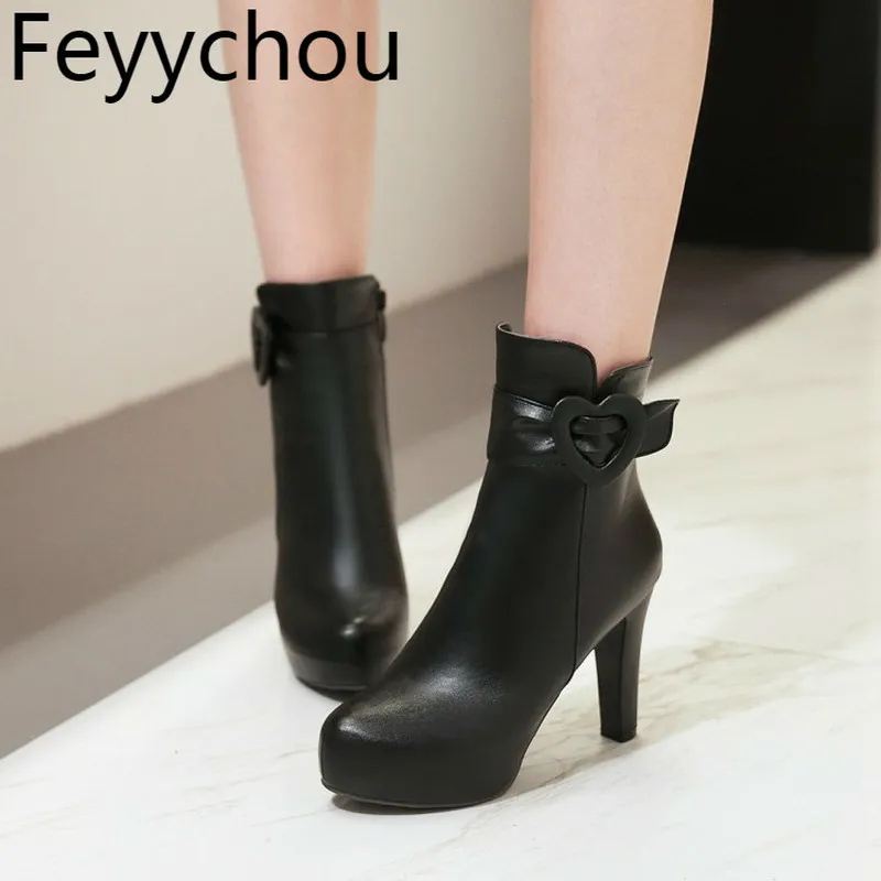 

Women Boots Autumn Winter Super High Heel Warm Round Toe Zip Buckle Chelsea Mid-calf Pu 2018 Sexy New Fashion Casual Shoes Beige