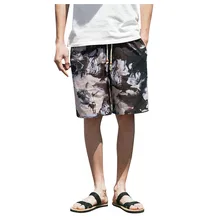 Womail мужские шаровары в народном стиле, модные повседневные черные широкие шорты-шаровары, хлопковые льняные шорты с принтом, Прямая поставка, Apr30