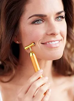 

Face Massager Premium Gold Beauty Bar 24k Facial Roller Skin Tightening, V-Face Wrinkle Treatment Energy Beauty Bar