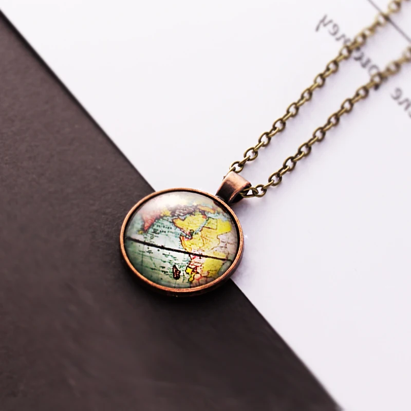 Necklaces & Pendants Glass Globe Dome Men Necklaces Pendants Diy Minimalist Earth World Map Long Necklace Chains 2018 Women      (6)