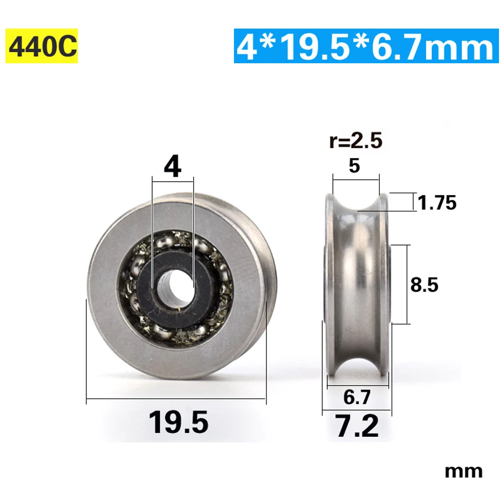 19,5 мм 20 U groove 440C мебель из нержавеющей стали проволочный Направляющий Блок H направляющая скольжения двери окна бесшумный подшипник маленький шкив колеса