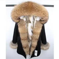 2018 новая зимняя куртка натуральный Лисий мех воротник верхняя одежда толстые теплые искусственные Меховая подкладка Длинные зимняя куртка