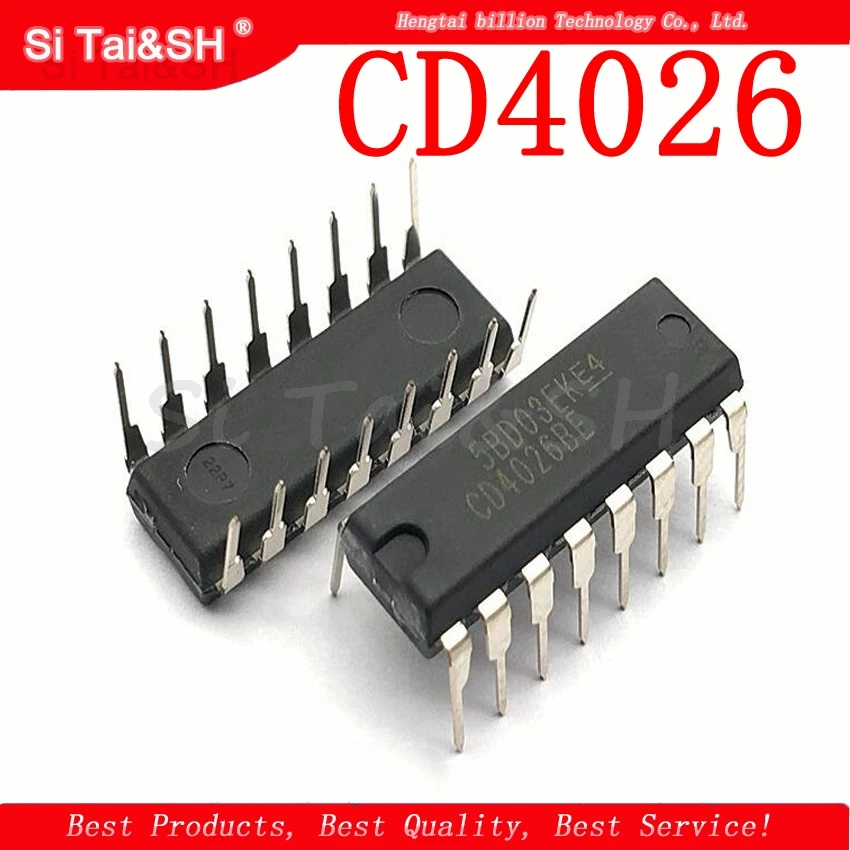 

10pcs/lot CD4026 CD4026BE 4026 IC CMOS Counters Decade/Divider DIP-16
