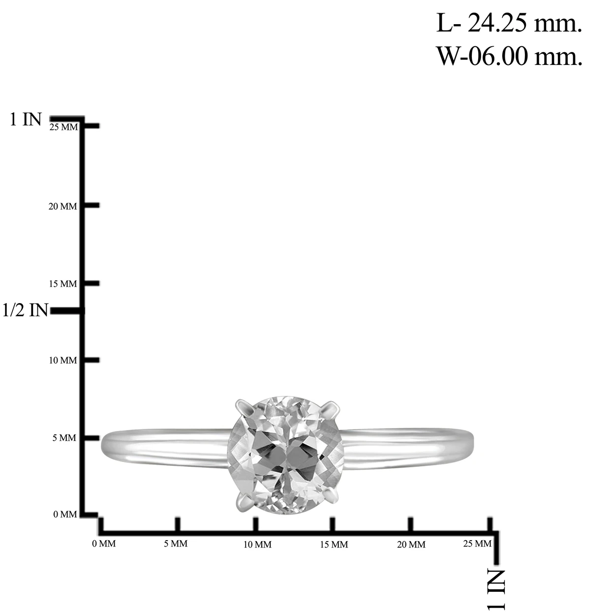 JewelonFire 1.00 Carat T.G.W. White Topaz Sterling Silver Solitaire Ring (3)