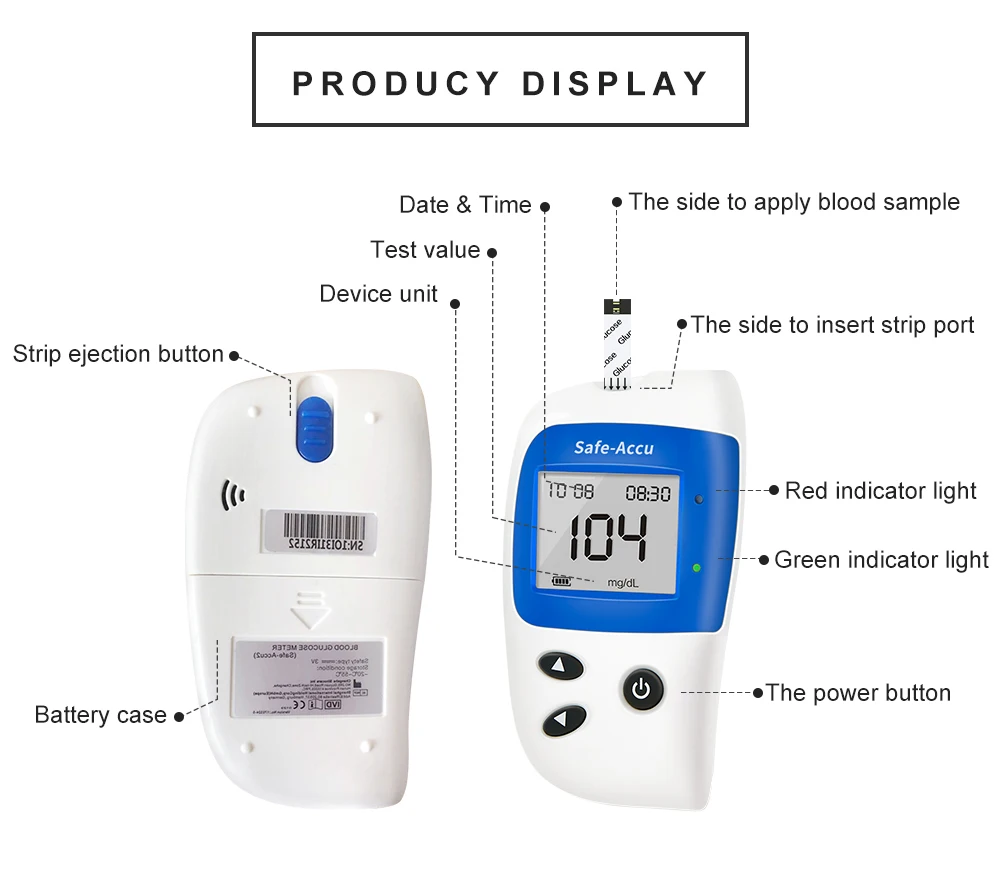 Medidor de Glicose Tiras de Teste Monitor de Açúcar Glucometer com 50 Sinocare Sangue Diabetes Tester Kit Agulhas Lancets Safe-accu2 no 14 Cheap Glicose no sangue