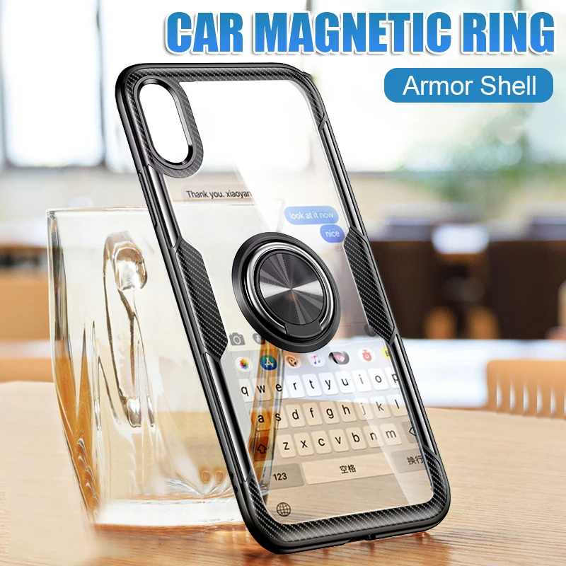 

Luxury Car Ring Holder PC Case On The For iPhone XS Max XR X Phone Case Cover for IPhone 7 8 6 6S Plus Soft Silicone Bumper Case