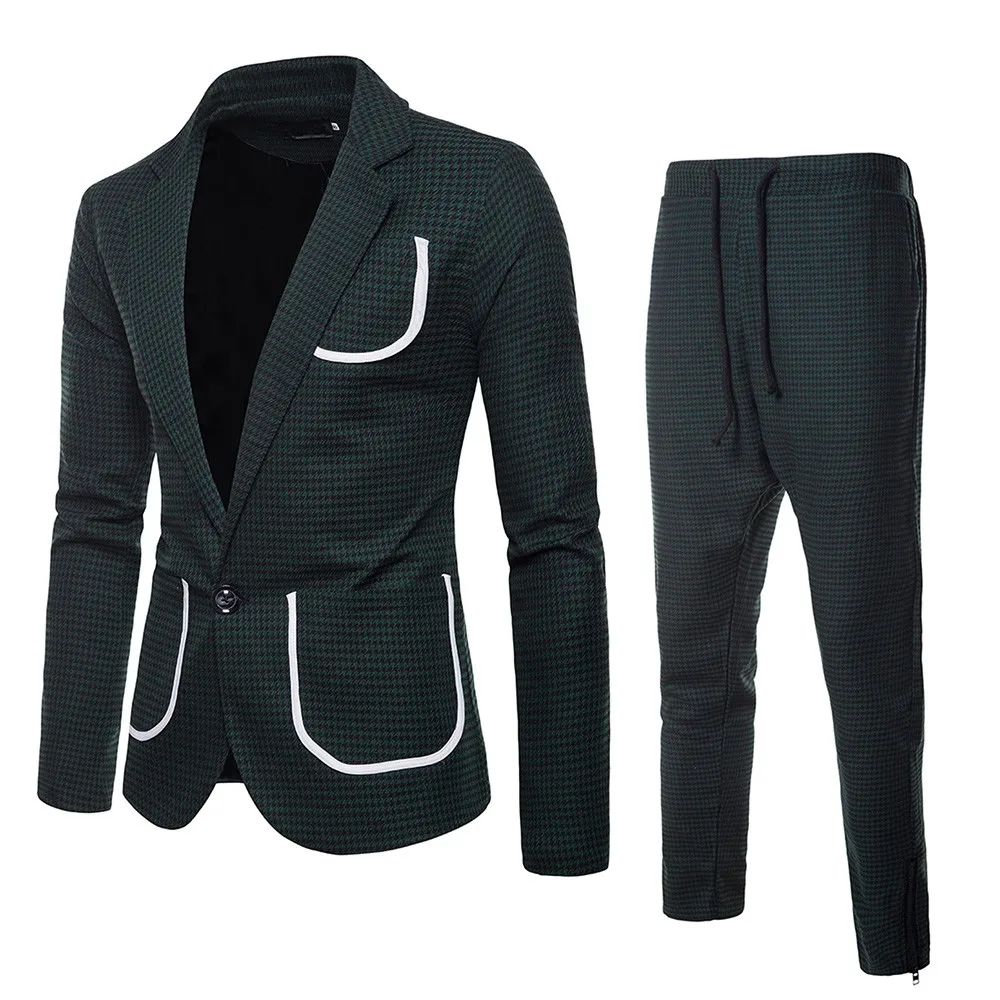 Мужские корейские блейзеры, костюм из 2 предметов, приталенный пиджак, деловой пиджак для свадебной вечеринки, пальто и брюки, блейзеры, костюм, пальто, Прямая поставка# G1