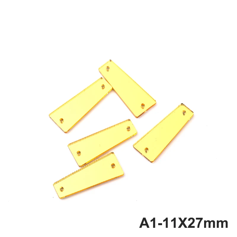 RESEN светло-Золотое Смешанное пластиковое плоское зеркало акриловые стразы с отверстиями пришить Камень для украшения клубного платья 30 шт - Цвет: A1-11X27mm