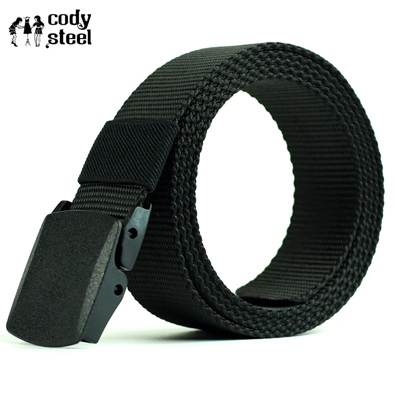 Cody Steel Men Brand Belts Solid Color Simple Plastic Buckle Man Canvas ...