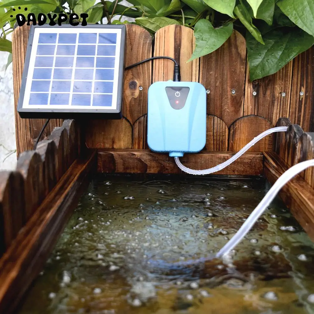 

Durable Small Solar Powered/DC Charging Oxygenator Fishing Air Pump low noise large air volume Water Oxygen Pump Pond Aerator