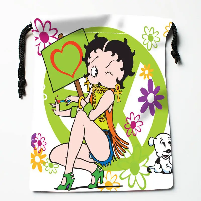 Высокое качество на заказ betty boop печать сумка для хранения с завязкой подарочные атласные сумки 27x35 см компрессионные сумки - Цвет: 6