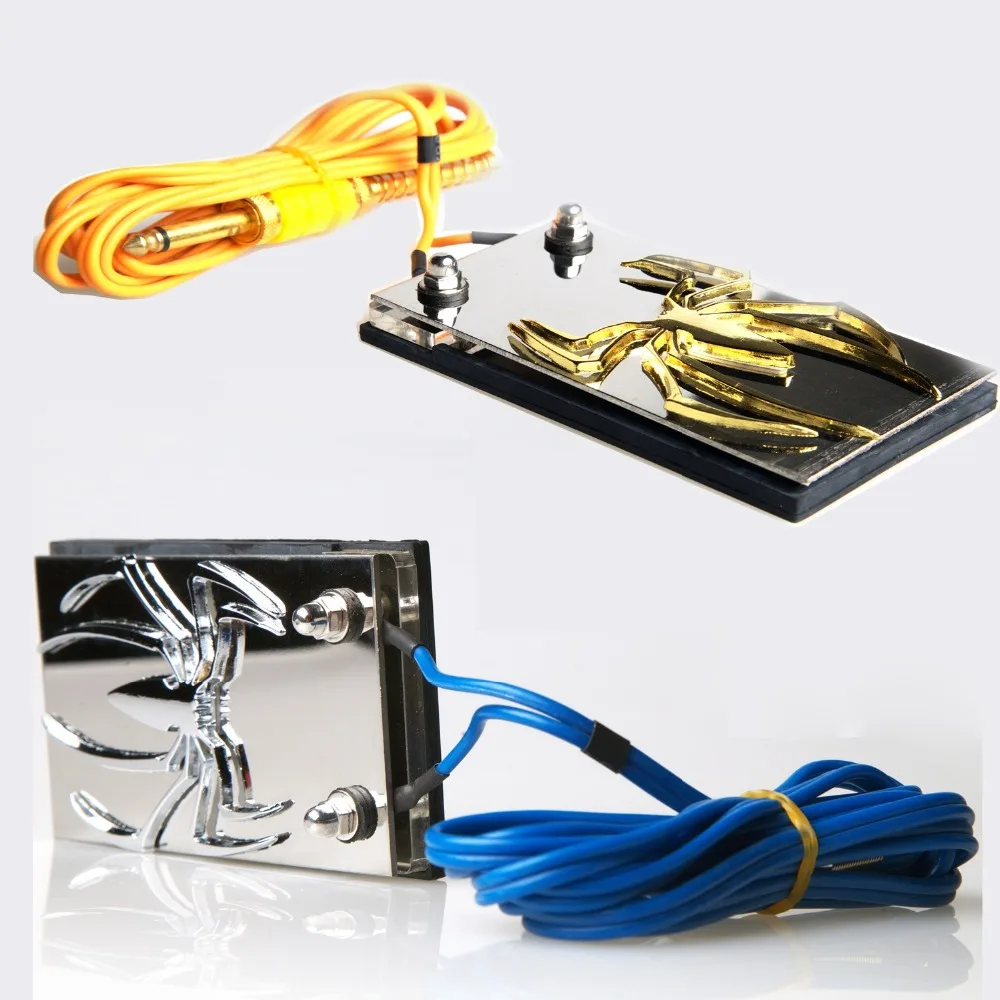 BJT Tattoo Foot switch Tattoo Power supply Foot Pedal Stainless Steel Golden/ Blue wire color