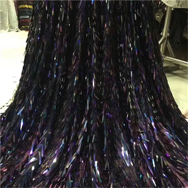 

2018 High Quality African Lace Fabrics/French Net Embroidery 3D Sequins Tulle Lace Fabric For Nigerian Wedding Dress black