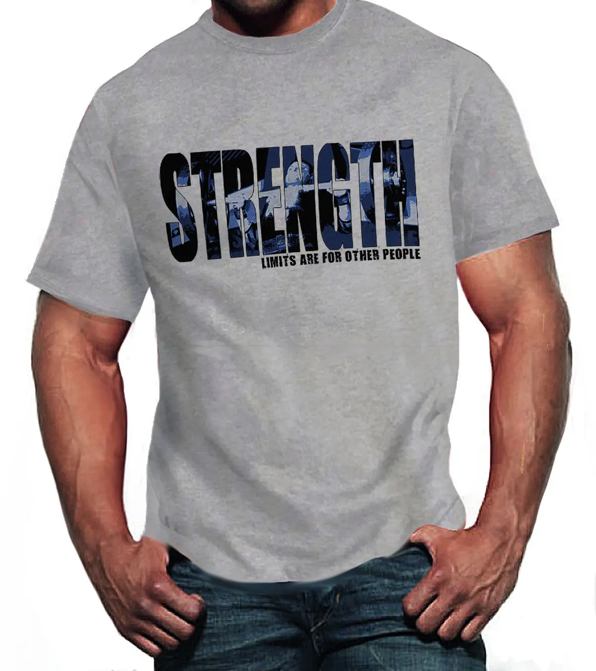 

Clothing Casual Short Sleeve Summer Strength Trainer Strongman Powerlifting Inspirational Grey T-Shirt Big Sizing! Tee Shirt