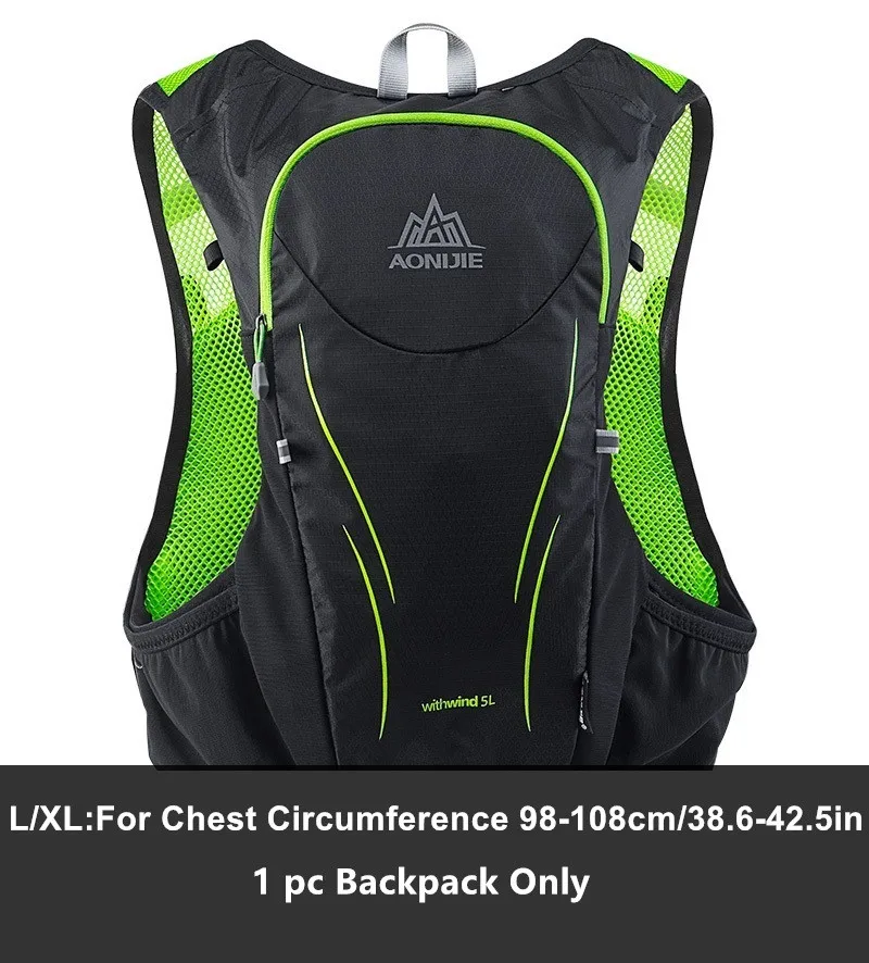 Gr LXL BP Only AONIJIE, уличный спортивный рюкзак для бега, 5л, марафон, гидратационный жилет, пакет для 1,5л, сумка для воды, супер светильник, сумка для велоспорта, походов - Цвет: Gr LXL BP Only