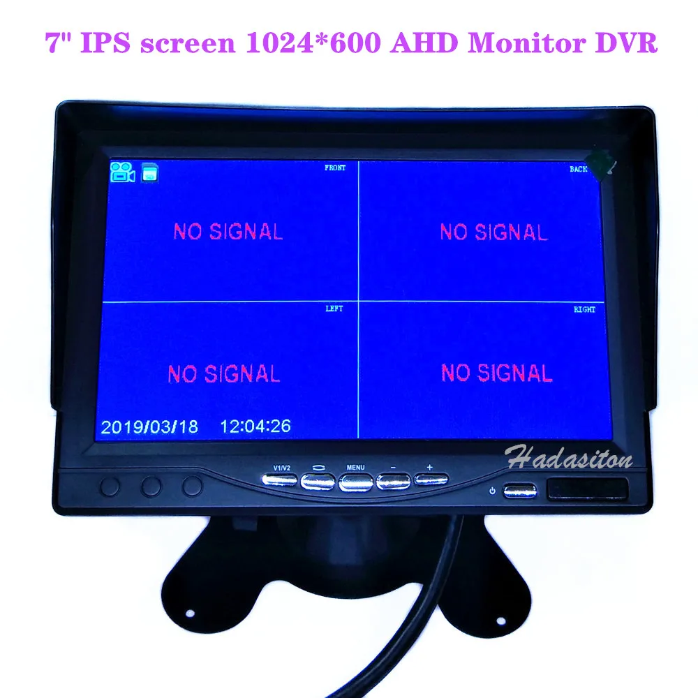 

New 7" IPS digital screen 1024*600 AHD Car Monitor 4 split screen Security Monitoring Driving recorder DVR