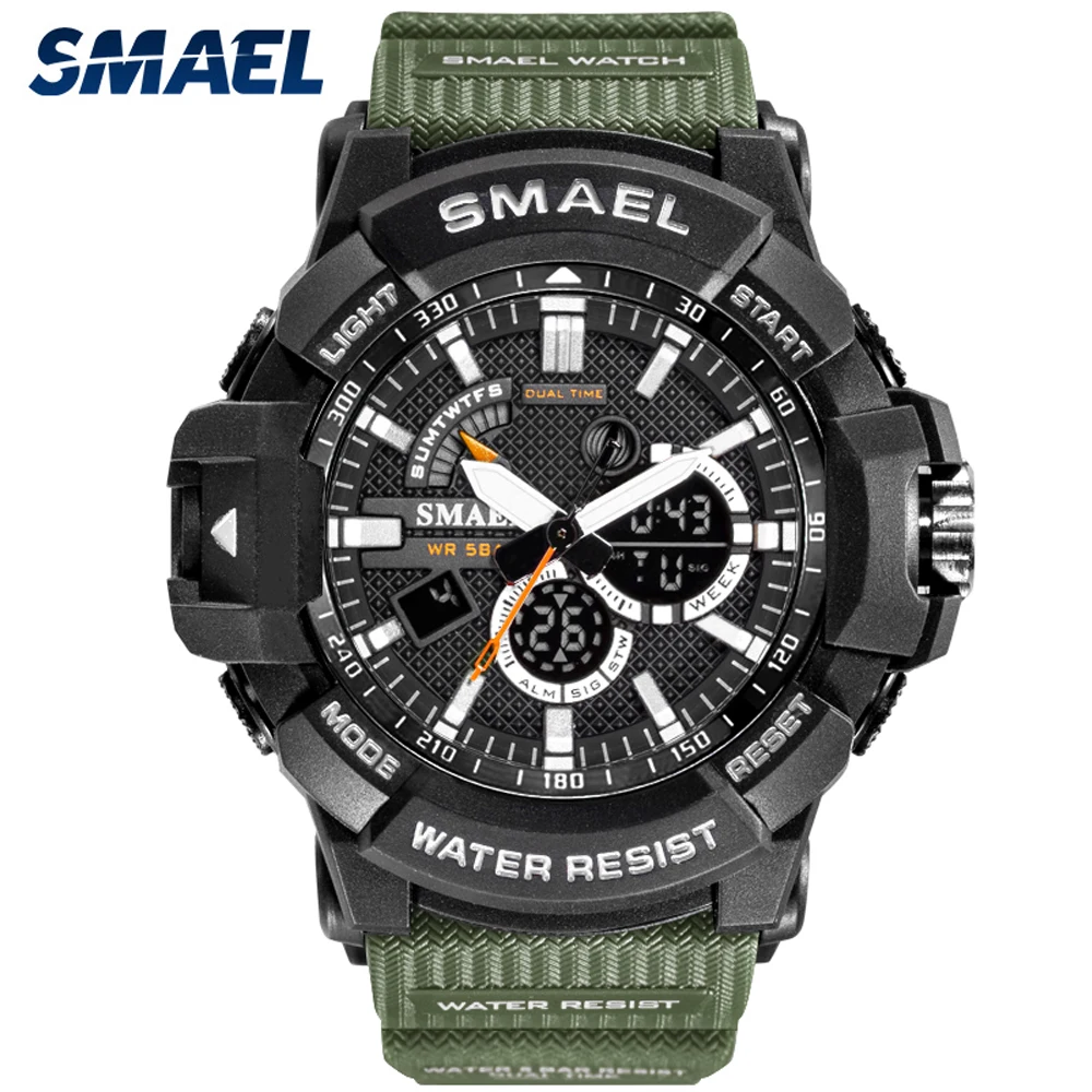 

SMAEL Waterproof Military Sport Digital Watch Men Mens Watches Analog Rubber Quartz LED Clock Male Wrist Watch Relogio Masculino