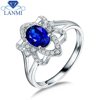 

Noble Oval Natural Sapphire Women's Wedding Engagement Rings In 14Kt White Gold Fine Jewelry Special Design
