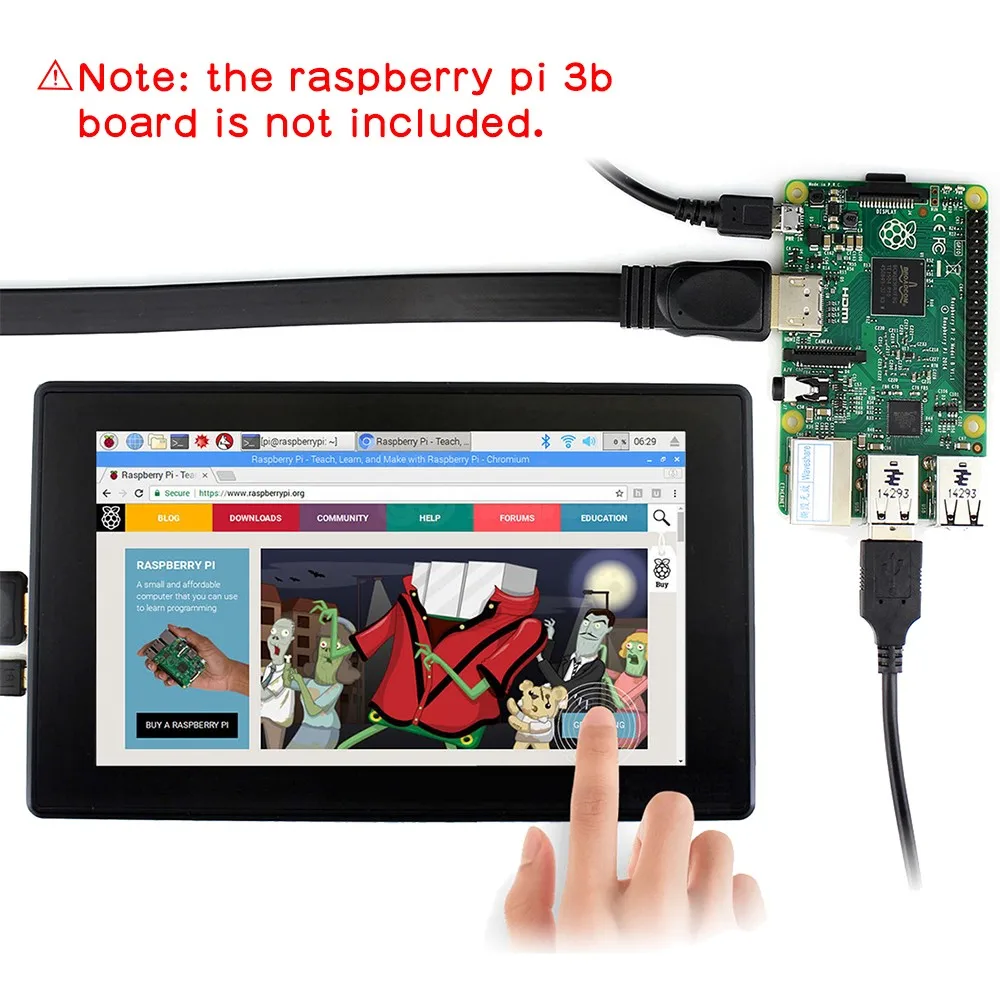 Raspberry Pi 4 Модель B/3B+/3B 7 дюймов 1024x600 ips емкостный сенсорный экран " монитор Дисплей ж/чехол кронштейн экранное меню