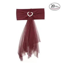 

20pcs Stretch Chair Band Wedding Decor Chair Covers Bands Sash Spandex Organza Chair Sash Covers Wedding Banquet Decoration