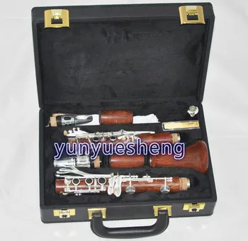

Professional Rose Wooden Clarinet 18 Silver Key Wih Metal Mouth Case