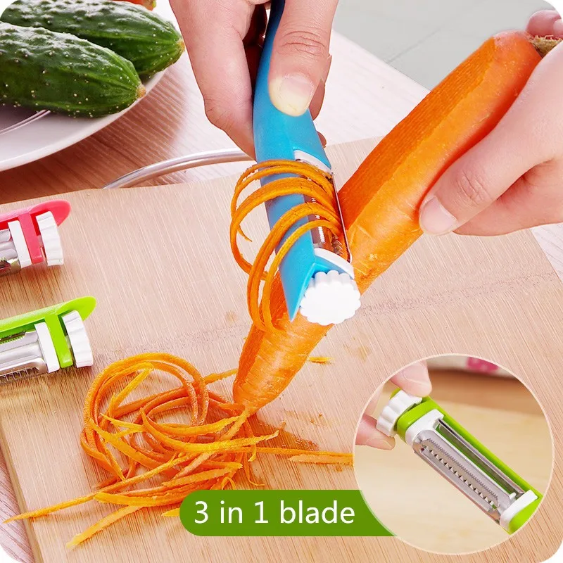 

3 In1 Vegetable Fruit Peeler Zesters Graters Cozinha Gadget 304 Stainless Steel Shredders Slicers Kitchen Accessories Tools