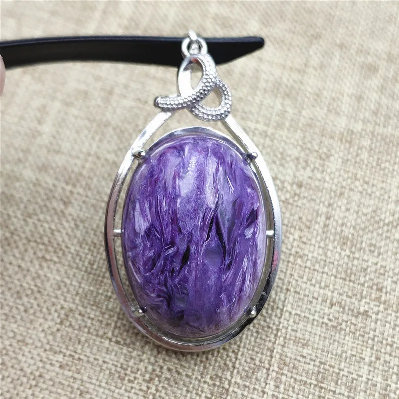 

Natural Purple Charoite Pendant Crystal Stone Men Woman Love Gift 925 Sterling Silver 33x22mm Beads Necklace Pendant Jewelry