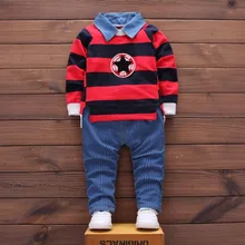 Новая мода Демисезонный Детская Одежда для мальчиков и девочек с отложным воротничком для малышей Одежда Спортивная футболка брюки 2 шт./компл. детский хлопковый тренировочный костюм для маленьких мальчиков