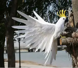 Новый Моделирование Белый попугай игрушка пены и перья крылья попугай модель подарок около 45x30 см